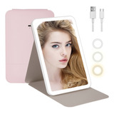 Espejo De Maquillaje Led De 3 Nivele Usb Recargable Plegable