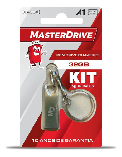 Kit 5 Pendrive 32gb Atacado Masterdrive Premium Ultra Rápido