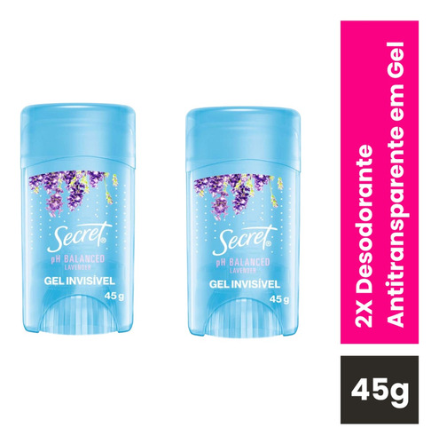 Kit 2x Desodorante Em Gel Secret Ph Balanced Lavanda - 45g