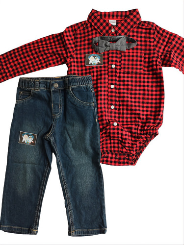 Conjunto Jeans Camisabody Y Corbatin Carter's Para Bebé 24m.