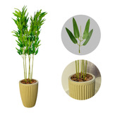 Bambu Artificial + Vaso Cone Polietileno Completo Com Casca