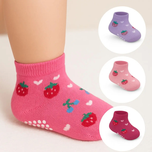 Kit 6 Pares De Meias Bebê Antiderrapante Algodão