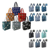 Bolsa Reusable Plegable Diseño Geometrico Y Animales 18 Pza