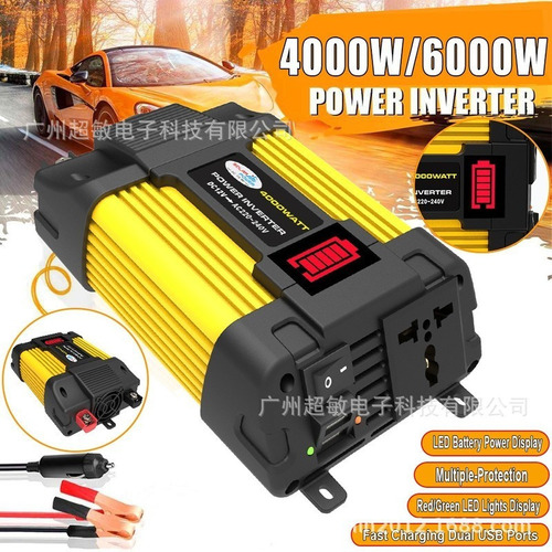 Inversor Digital Inteligente Para Coche 4000 W 12 V A 110 V