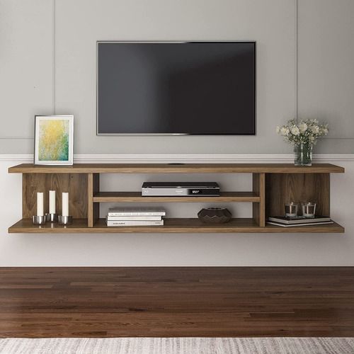  Mesa Tv Flotante 140cms Moderna Minimalista Nogal