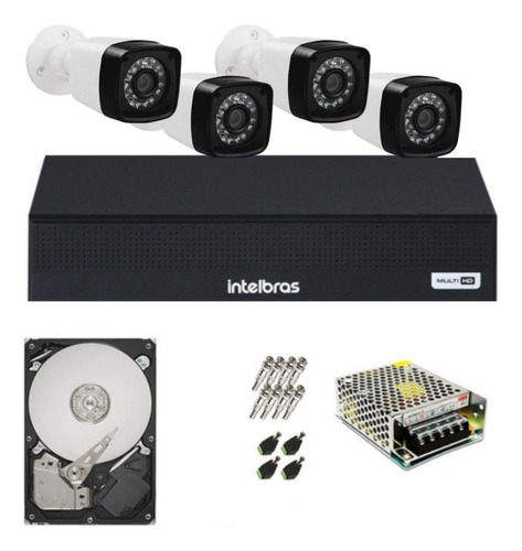 Conjunto 4 Câmeras Segurança Ir Ahd+dvr 4ch 1004c Intelbras