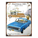 Cartel Chapa Publicidad Antigua Auto Ford Falcon 1962
