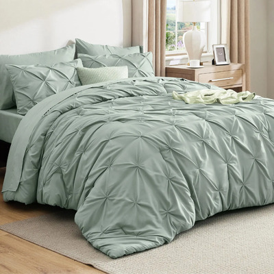 Juego De Edredón Bedsure Queen, Color Verde Salvia, Cama En