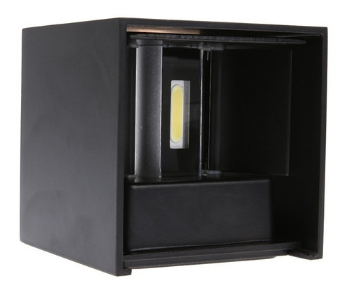 Arbotante Muro Led 10w Negro Cuadrado Luz Calida P/ Exterior