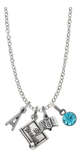 Collar Maestra Dije Libro Pizarrón Manzana Regalo Maestra Profesora Collar Personalizado Letra Nombre Collar Moda Dije | Meses sin interés