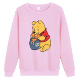 Blusa Moletom Gola Careca Feminino Ursinho Pooh Urso Mel Top