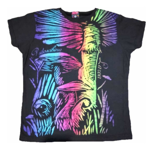 Playera Mujer Hongo Mágico Neón Fosforescente Rave Psycho