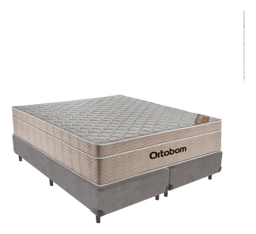 Cama Box Molas Ensacadas Cinza Queen Airtech Ortobom