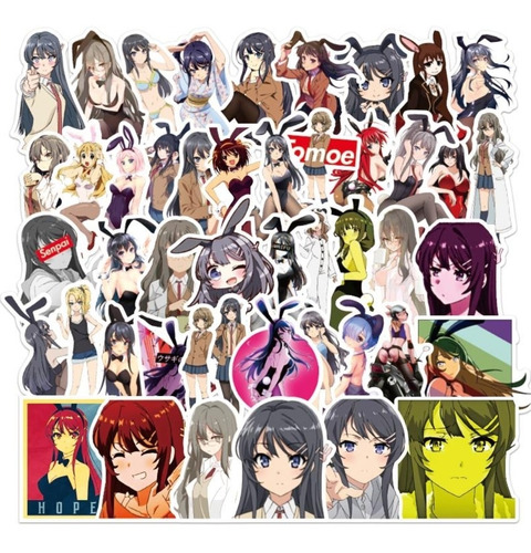 Bunny Girl 50 Calcomanias Stickers De Pvc Vs Agua Anime