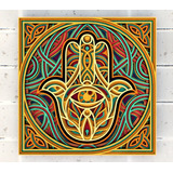 Cuadro Decorativo Mano Hindu Mandala 3d Multicapa Madera