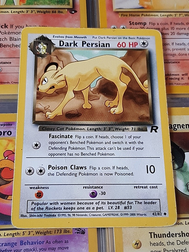 Dark Persian 42/82,original De Pokemon Tcg De 1999-2000.