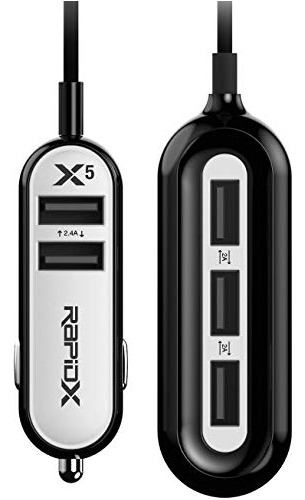 Estacion De Carga Auto Rapidx X5 22.4a 5x Usb Carga Rapida