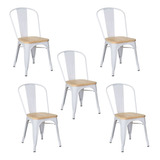 Pack 5 Silla Tolix Vintage Con Asiento De Madera