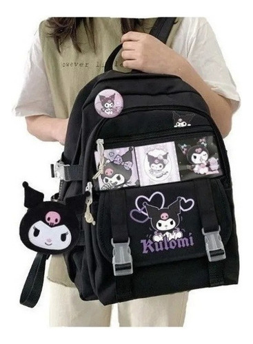 Mochila Escolar Kawaii Sanrio Kuromi Estilo Coreano