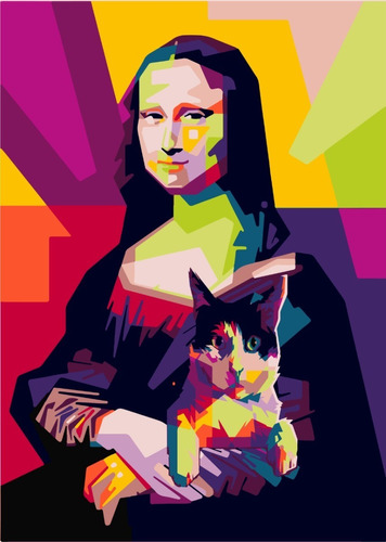 Cuadro Para Pintar Por Números En Lienzo, Mona Lisa Con Gato