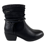 Botin Via Uno Mujer Color Negro Cuero Pu