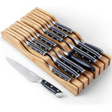 Juego De Cuchillos De Cocina Con Organizador De Bambú - 14 P