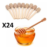 Set 24 Cucharas Madera Para Miel Agitador Bambú Abeja