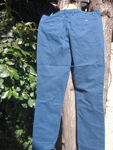 Pantalón Hombre H&m Azul De Algodón T 52