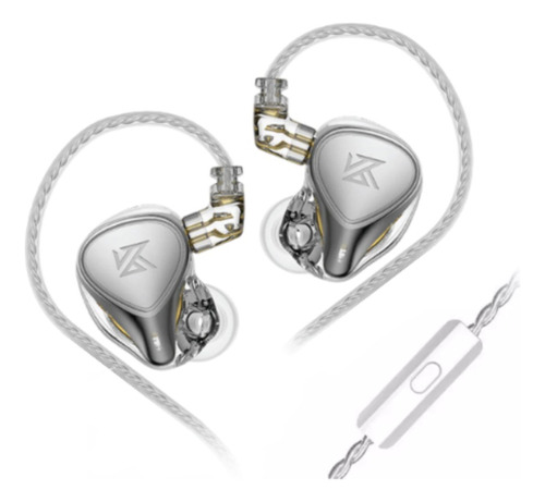 Audífonos In-ear Kz Zex Pro Pearl Perla Plata Con Micrófono
