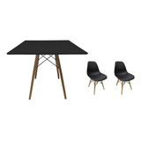 Mesa Jantar Quadrada 80cm Eiffel Charles Eames + 2 Cadeiras