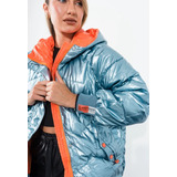 Campera Importada Puffer Metalizada Tornasolada Abrigada 