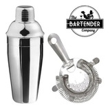 Kit Coctelera Acero Inox Boston + Colador Oruga Trago Barman