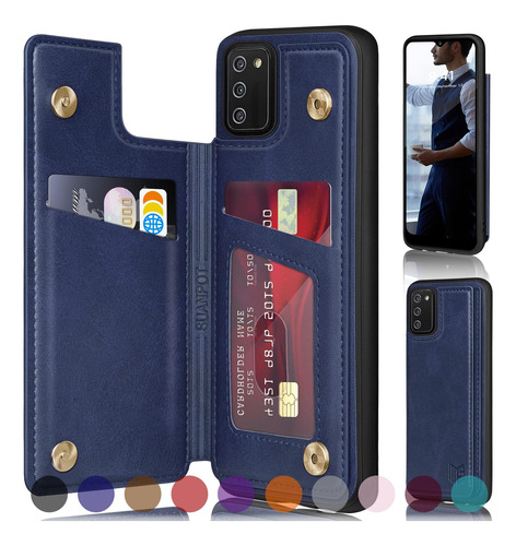 Suanpot Funda P/ Samsung Galaxy A02s Cuero Cartera Protector