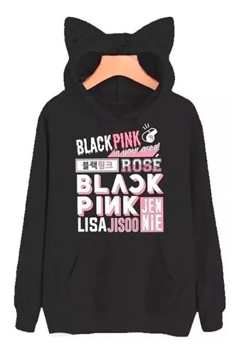 Blusa Moletom Orelhinha Blackpink Kpop Fofo Whistle