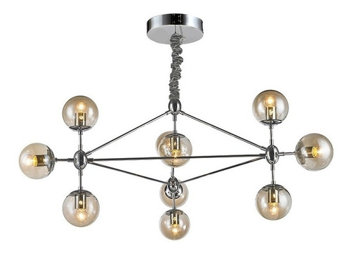 Lustre Pendente Bolas Fiati Metal Vidro Sala Jantar Estar