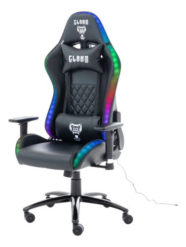 Cadeira Gamer Para Jogos King Preta Clanm Color Led Rgb 