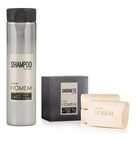 Kit Shampoo 2 Em 1 + Sabonetes Homem Natura