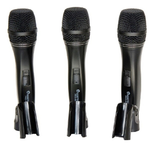 Microfonos Prof.dinamico Baja Impedancia Pro600x3 Soun... Color Negro