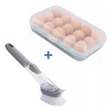 Organizador 15 Huevos Plástico + Cepillo Dispendador Jabón