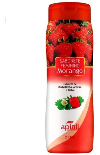 12 Un. Sabonete Líquido Intimo Morango Feminino 210ml Apinil