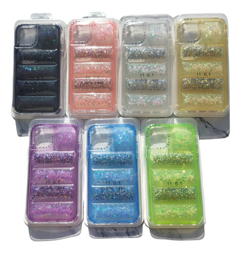 Funda Puffer Transparente Glitter Para iPhone 14 14promax