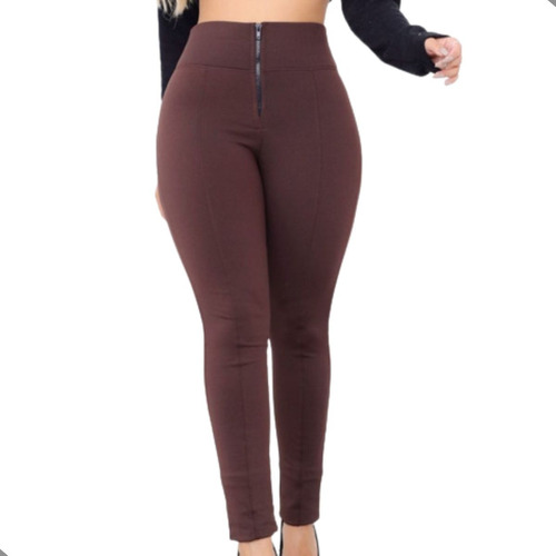 Calça Montaria Feminina Skinny Flanelada Ziper Blogueira