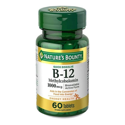 Vitamina B12 Nature's Bounty 1000mcg 60 Comprimidos Vegano Sin Gluten | Meses sin interés