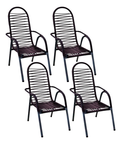 4 Cadeira Reforçada De Area Varanda D/fio D/pvc Espaguete !! Cor Marrom