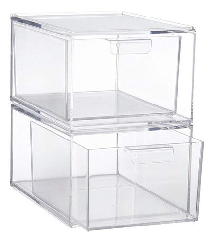 2x Caja De Almacenamiento Transparente Cajón Contenedor De