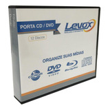 Porta Cd/dvd Plástico Preto Para 12 Discos Levox