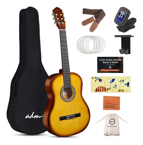 Adm Guitarra Acustica Clasica De Nailon De 39 Pulgadas, Tama