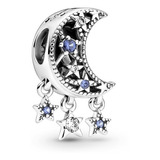 Charm Pandora Estrellas Y Luna Creciente Azul Plata Ale S925