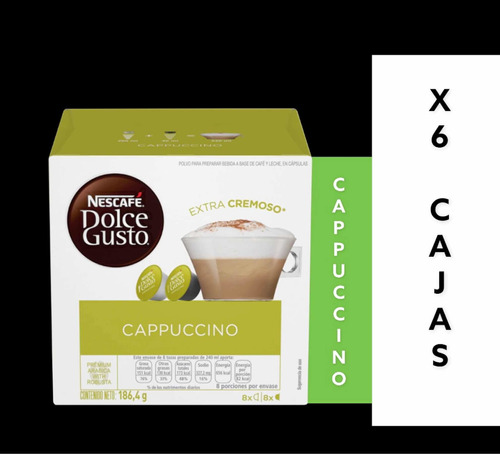 6 Cajas De Cápsulas Dolce Gusto Sabor Capuccino