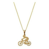 Colar Ciclista, Corrente Bicicleta Banhado A Ouro 18k